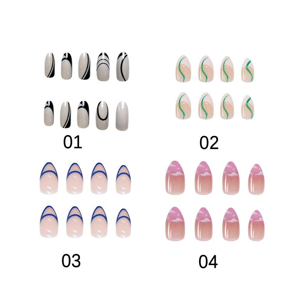 Hộp 24 Móng Tay Giả Dáng Dài Trang Trí Nghệ Thuật