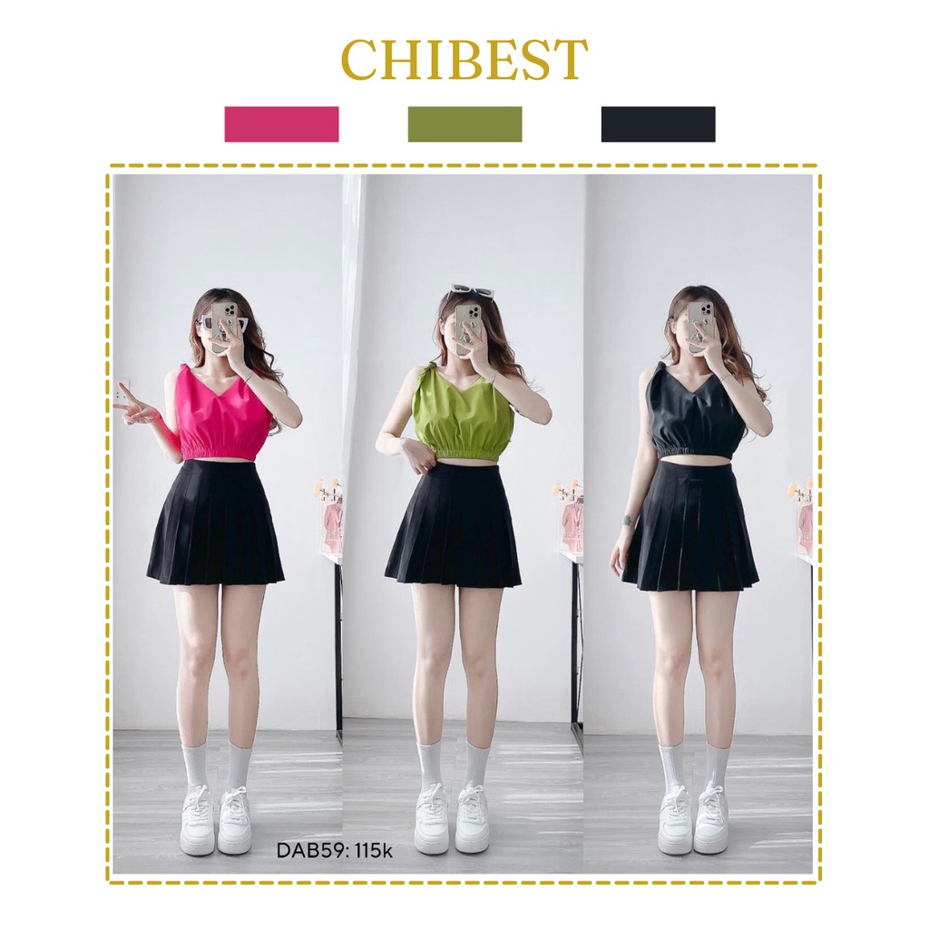 Áo kiểu croptop vai xoắn Bo Eo Tay sat nách chất kate Xinh Xắn CHIBEST DAB59