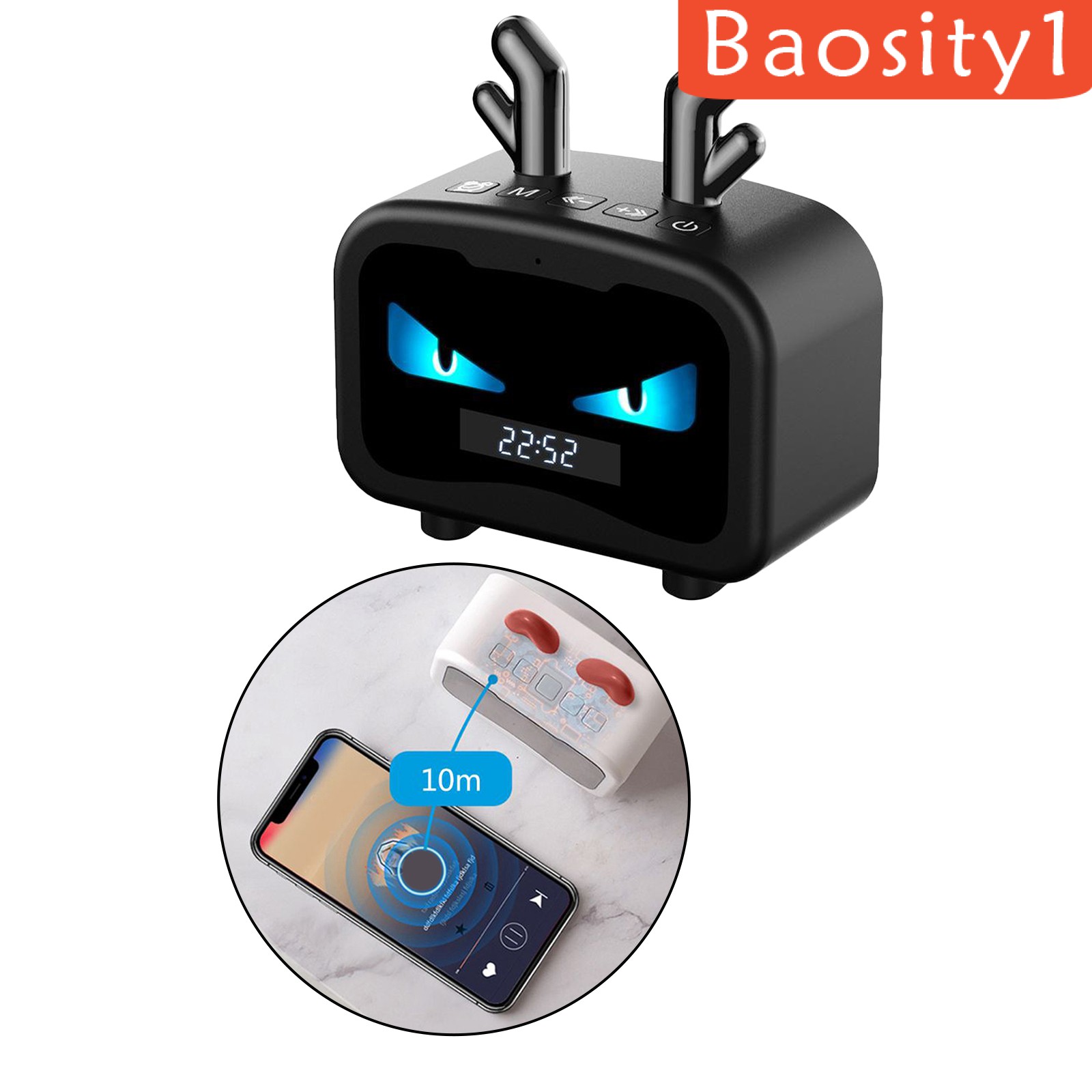 1 Loa Bluetooth Không Dây Kỹ Thuật Số Tích Hợp Đồng Hồ Báo Thức Màn Hình Kỹ Thuật Số