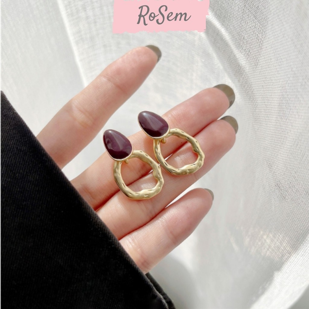 Khuyên tai bạc retro uốn tròn phong cách Pháp