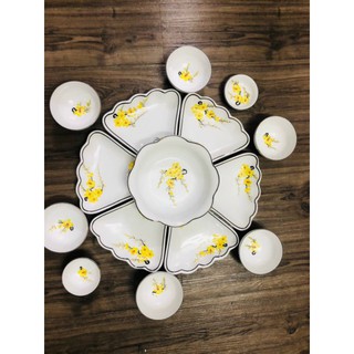   Bộ bát đĩa hoa mặt trời ĐK57cm.Cỡ to. Hàng sứ Bát Tràng