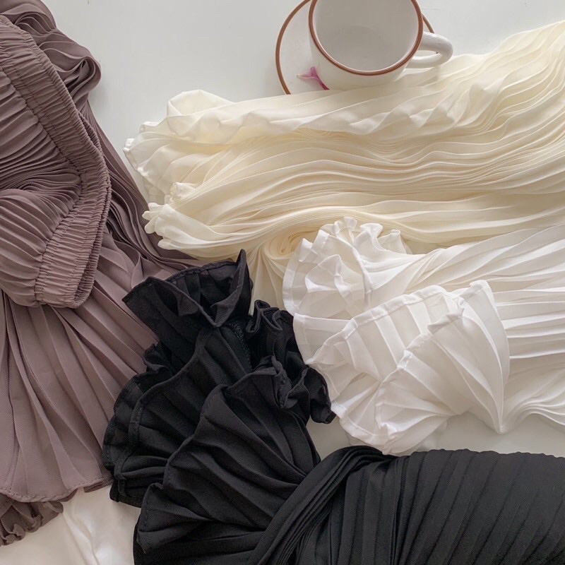 Chân Váy Dáng Dài Phong Cách Hàn Quốc Cực xinh Thiết kế Rập Ly Chun Bản To Sơ Vin Áo Cực Xịn - Seolah Fashion