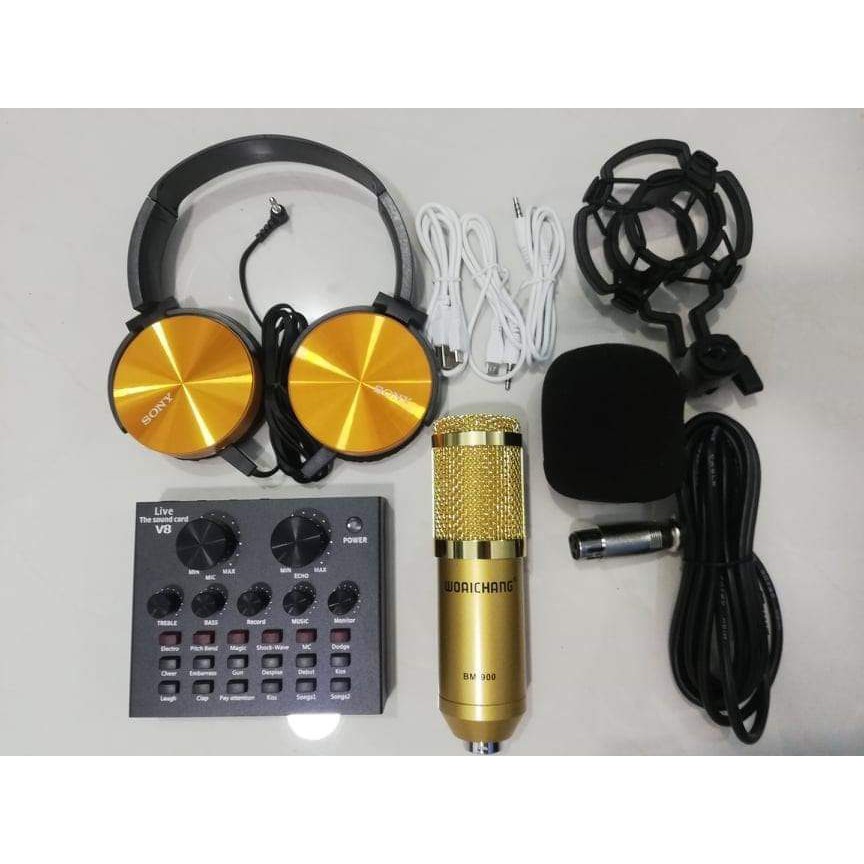 Combo thu âm livestream V8 và BM900 tặng tai nghe