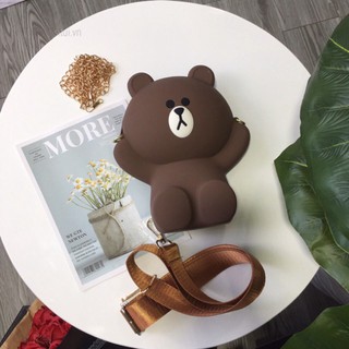 ❤️𝙁𝙍𝙀𝙀𝙎𝙃𝙄𝙋❤️ Túi đeo chéo gấu silicon brown