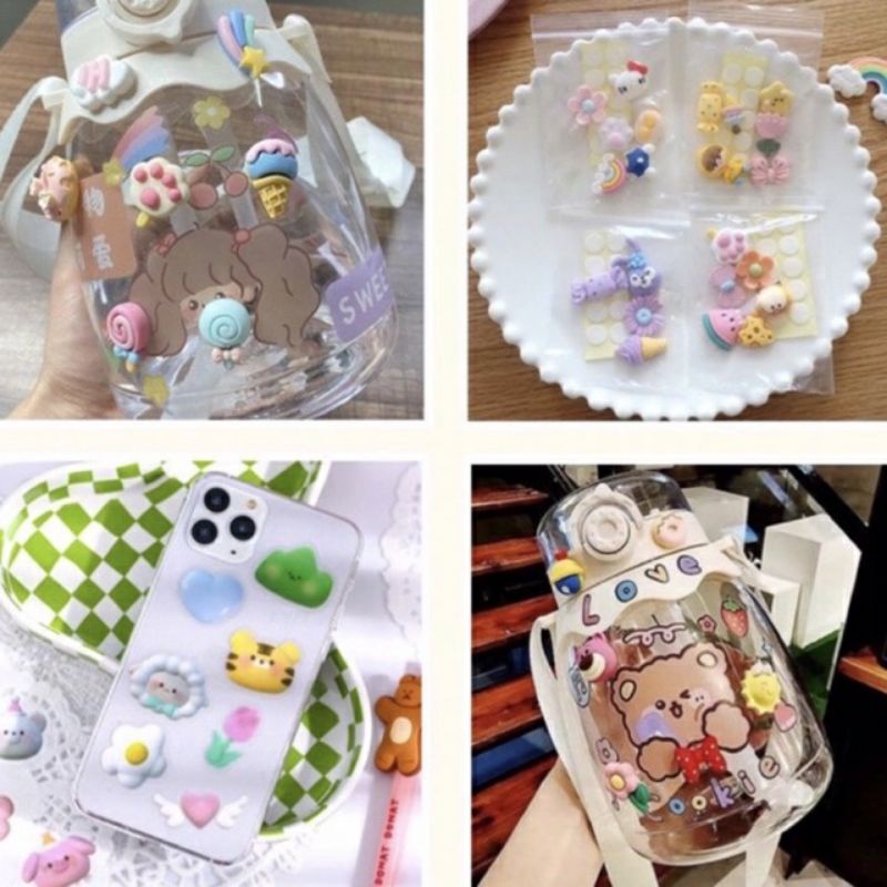 Set 20 hình sticker 3D nổi để trang trí điện thoại, đồ dùng, bình nước