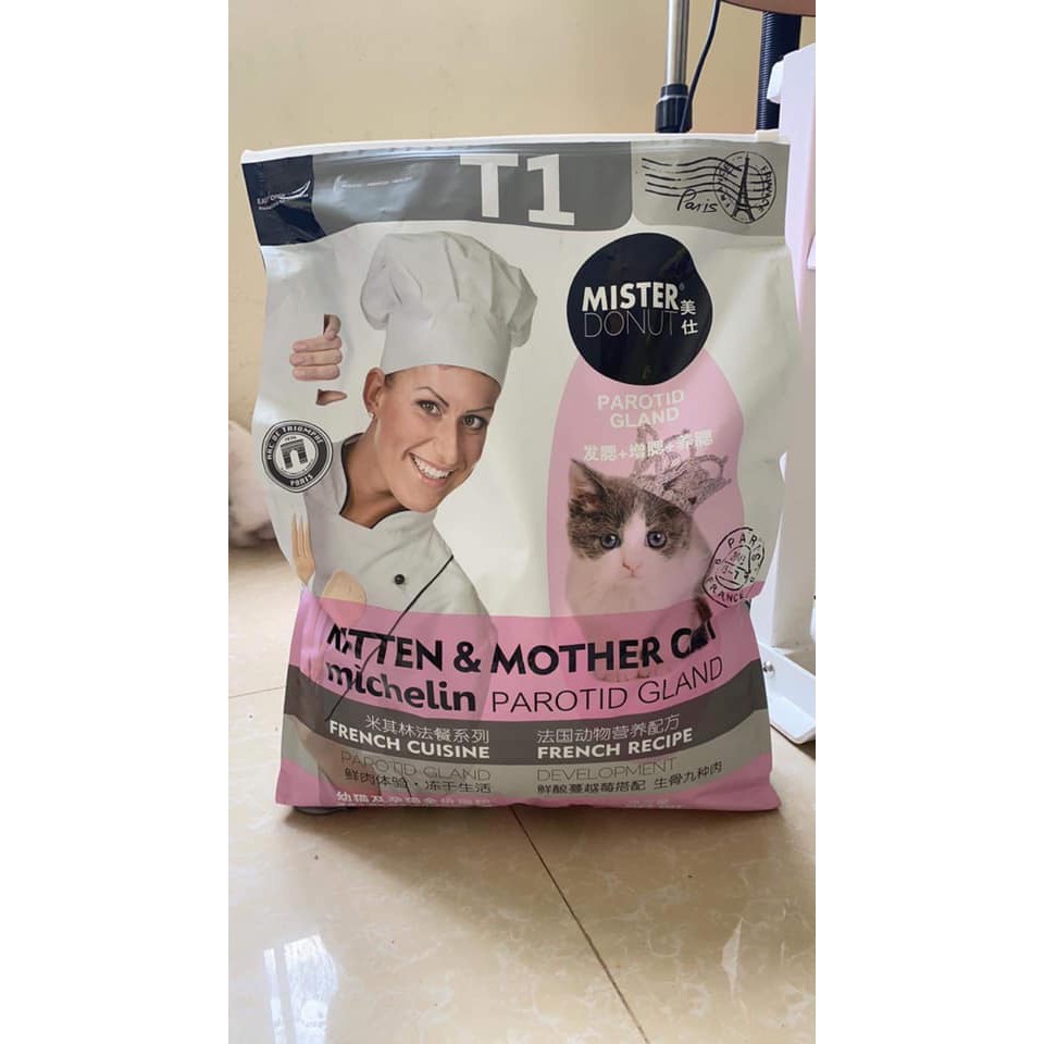 Hạt khô dinh dưỡng cho mèo con và mèo mẹ Mister Donut T1