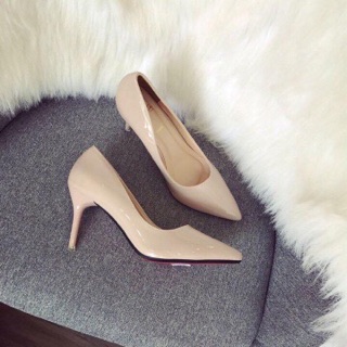 Cao gót Calla đế đỏ màu nude da 7p