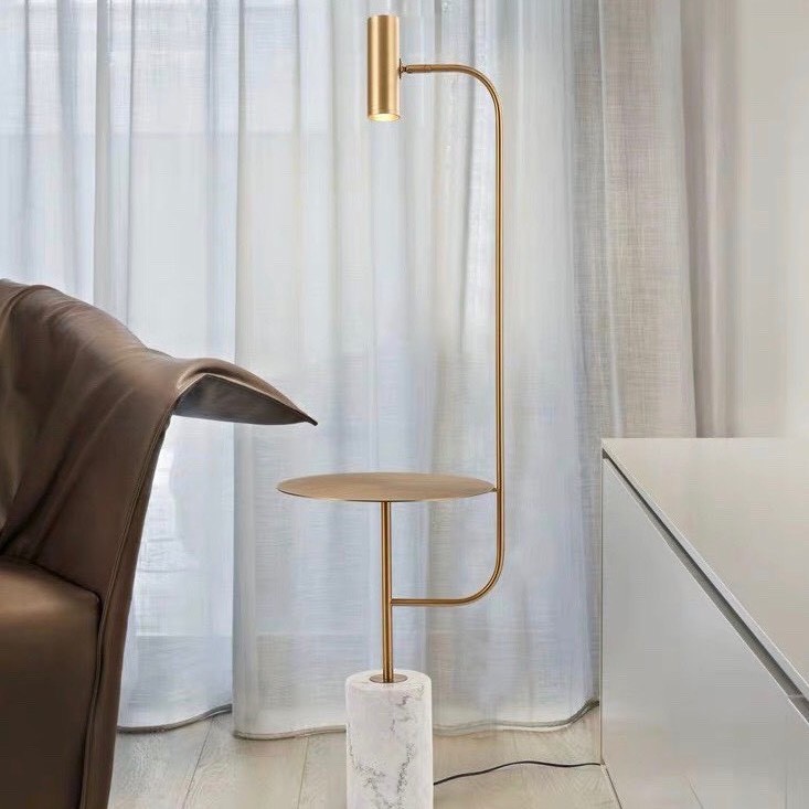 Đèn cây đứng đọc sách cảm ứng liền bàn hiện đại, trang trí không gian phòng ngủ, phòng khách HTDC-04 (Bảo hành 2 năm)