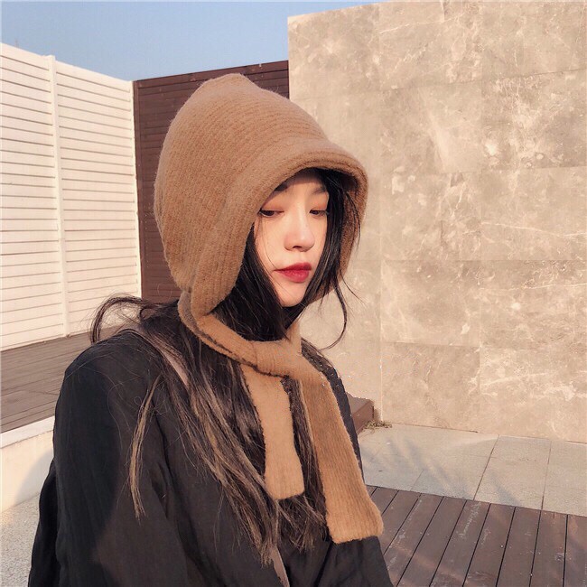 Mũ len trơn bảo vệ tai kiểu đơn giản retro Pháp Hàn Quốc thời trang thu đông cho nữ