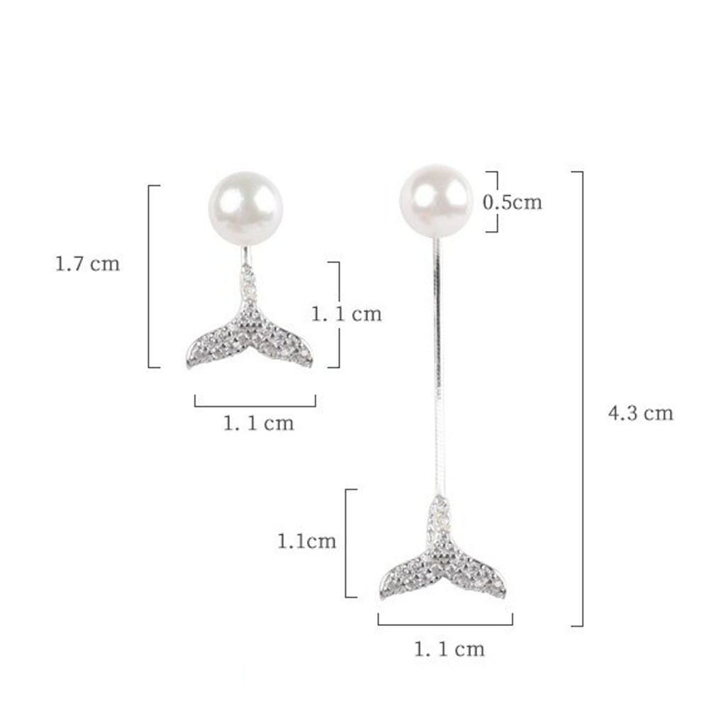 Bông Tai Đuôi Cá Đính Ngọc Trai Nhân Tạo Phong Cách Hàn Quốc 925 Cho Nữ