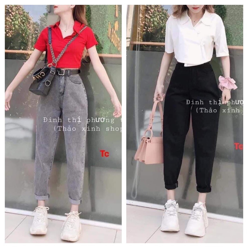 Quần jeans nữ dáng baggy họa tiết trơn chất liệu vải bò CAMA STORE Q01 | BigBuy360 - bigbuy360.vn