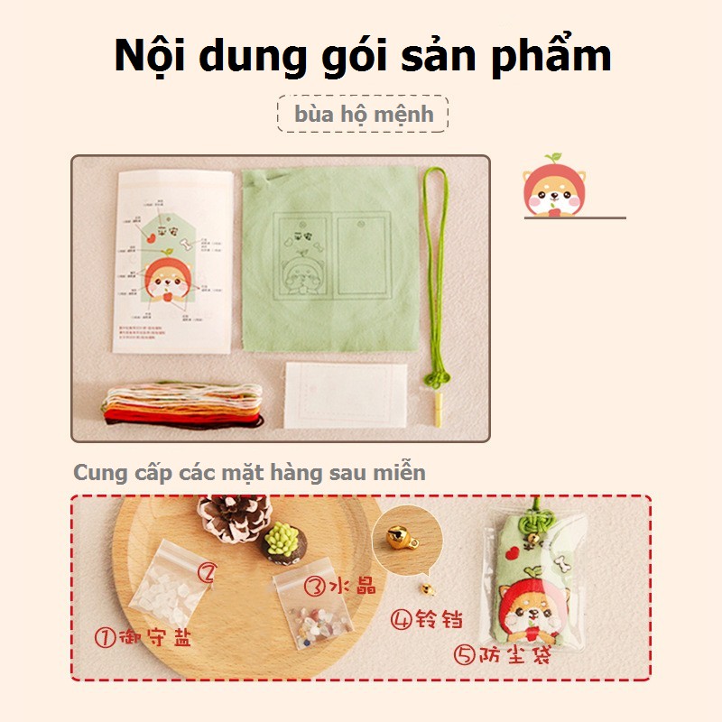 Set dụng cụ thêu túi thơm hình đầu lân độc đáo