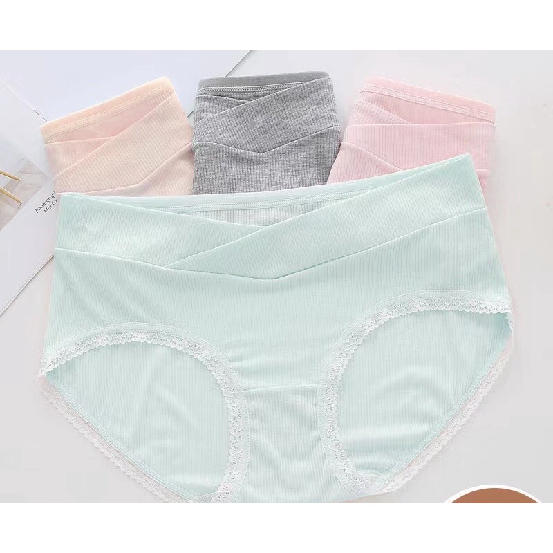 Quần bầu lót cạp chéo kháng khuẩn ,mềm mịn,co giãn nhẹ,pha ren ,màu xinh xỉu-có size theo từng chu kì