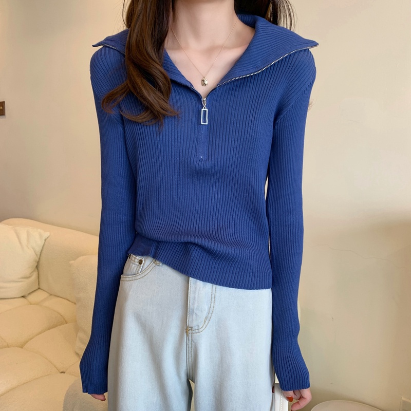 Áo sweater tay dài màu trơn thiết kế mới thời trang