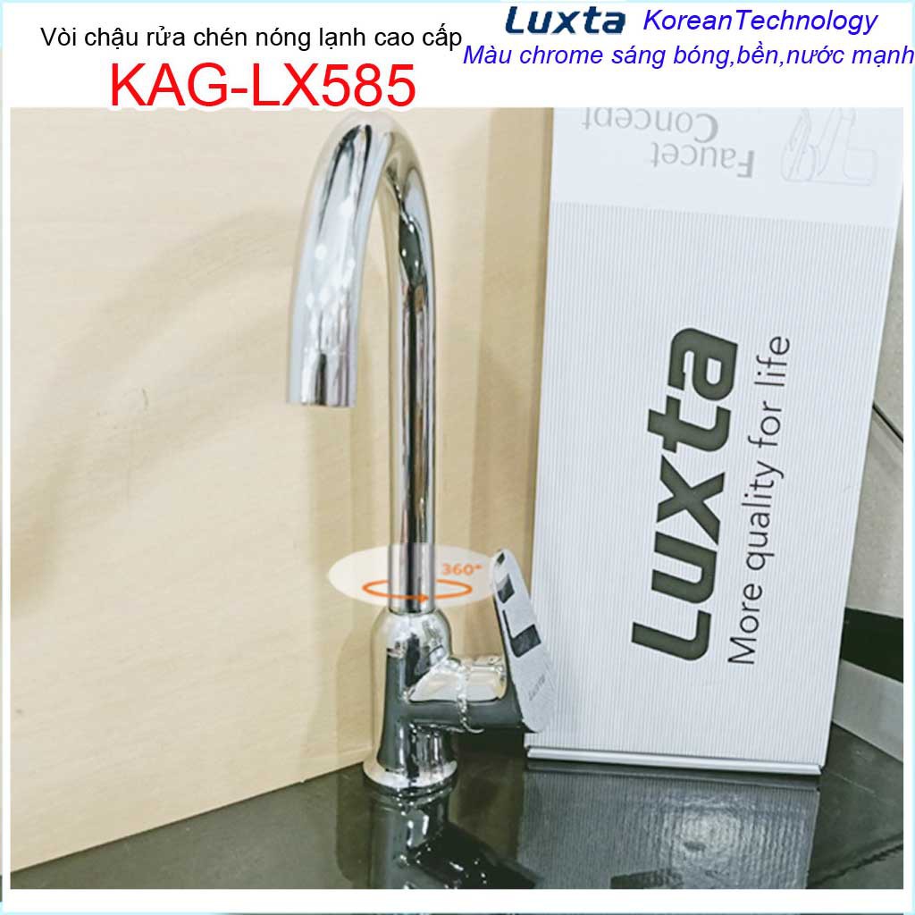 Vòi rửa chén bát KAG-LX585, Vòi Luxta nóng lạnh Chrome bóng,  vòi bếp nóng lạnh chậu rửa chén KAG-LX585