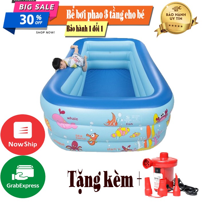 Bể bơi 3 tầng cho bé đủ kích thước giá rẻ 1m2-2m1 kèm bơm điện( HÀNG LOẠI 1)