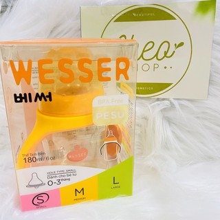 Bình sữa Wesser PPSU 180ml cổ rộng
