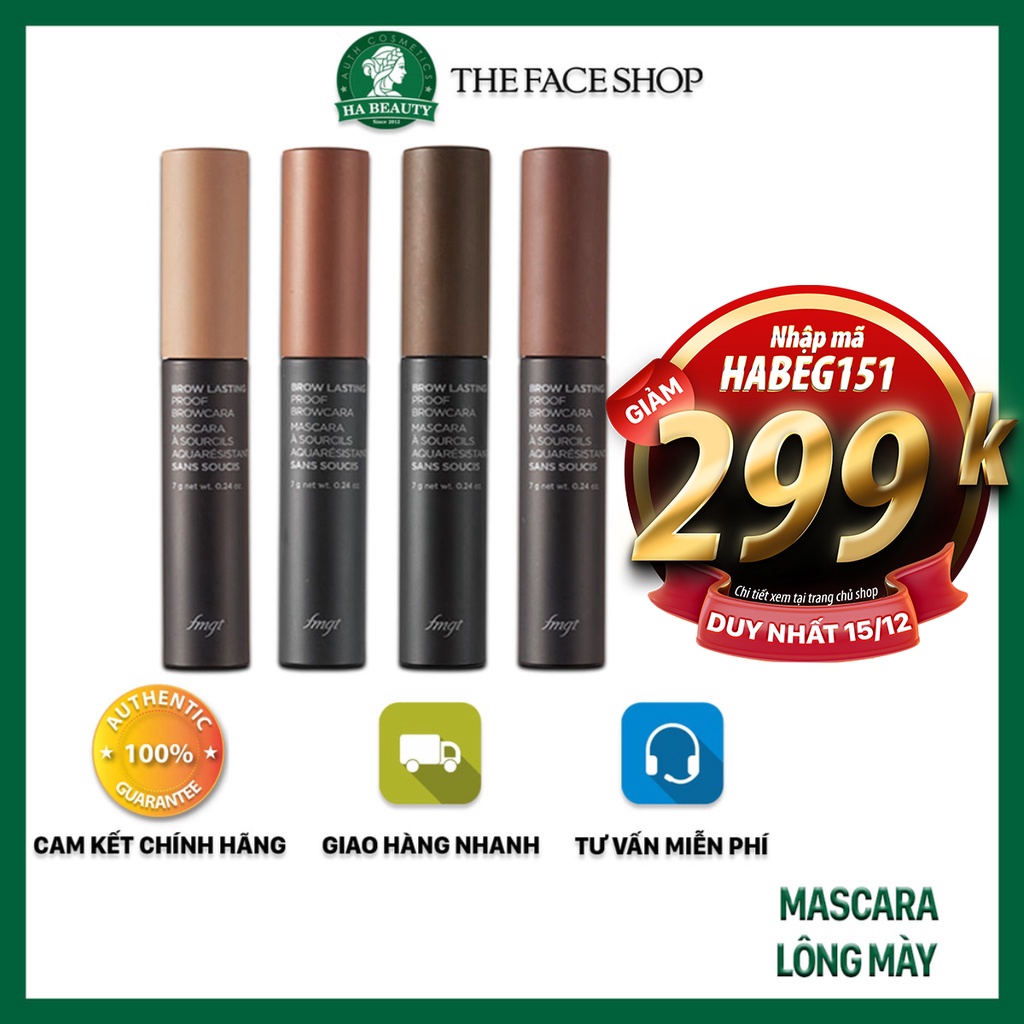 Mascara lông mày chống lem chống nước lâu trôi tông nâu trẻ trung The Face Shop Brow Lasting Proof Browcara Mascara 6.5g