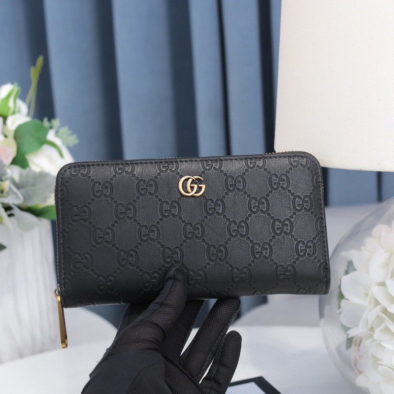 Ví dài kéo khoá nam da thật cao cấp Gucci GG