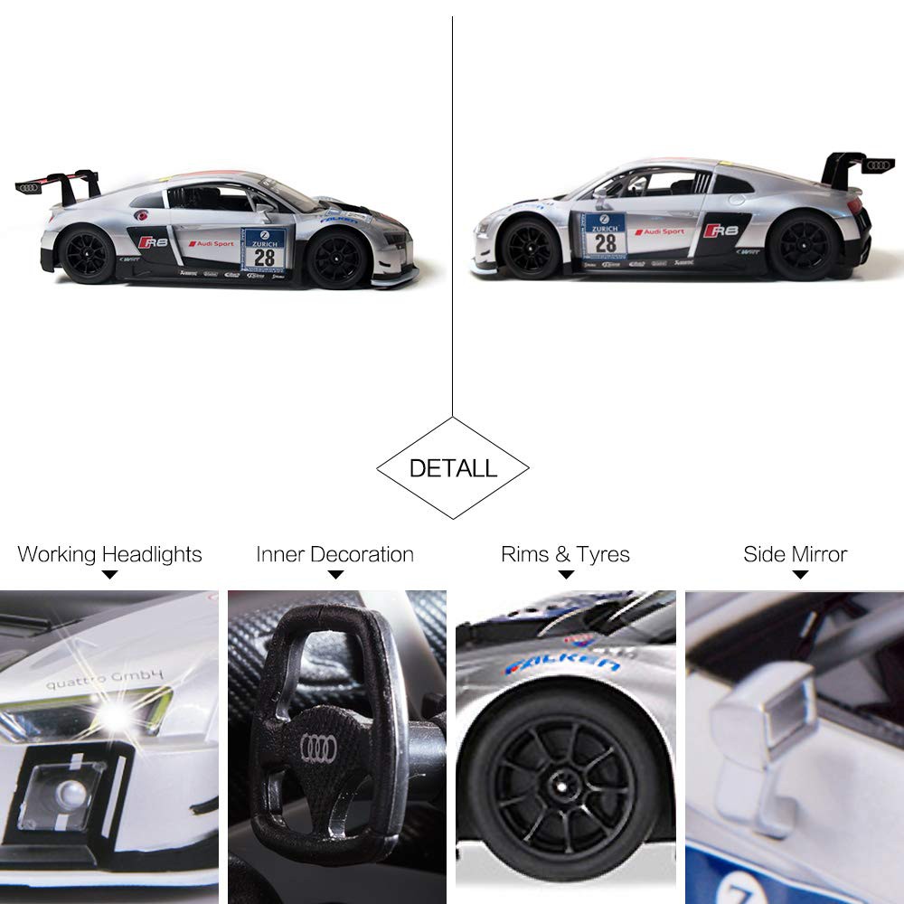 Mô hình siêu xe Audi R8 ô tô điều khiển từ xa RC 1:14 Rastar, đồ chơi xe Audi R8 điều khiển từ xa sóng pin sạc, 2.4Ghz