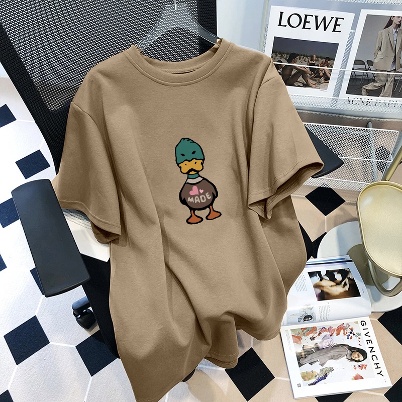 Áo thun HIIXIIVI 100% cotton tay ngắn cổ tròn in hình thời trang mùa hè phong cách Hàn Quốc cho nữ 2022