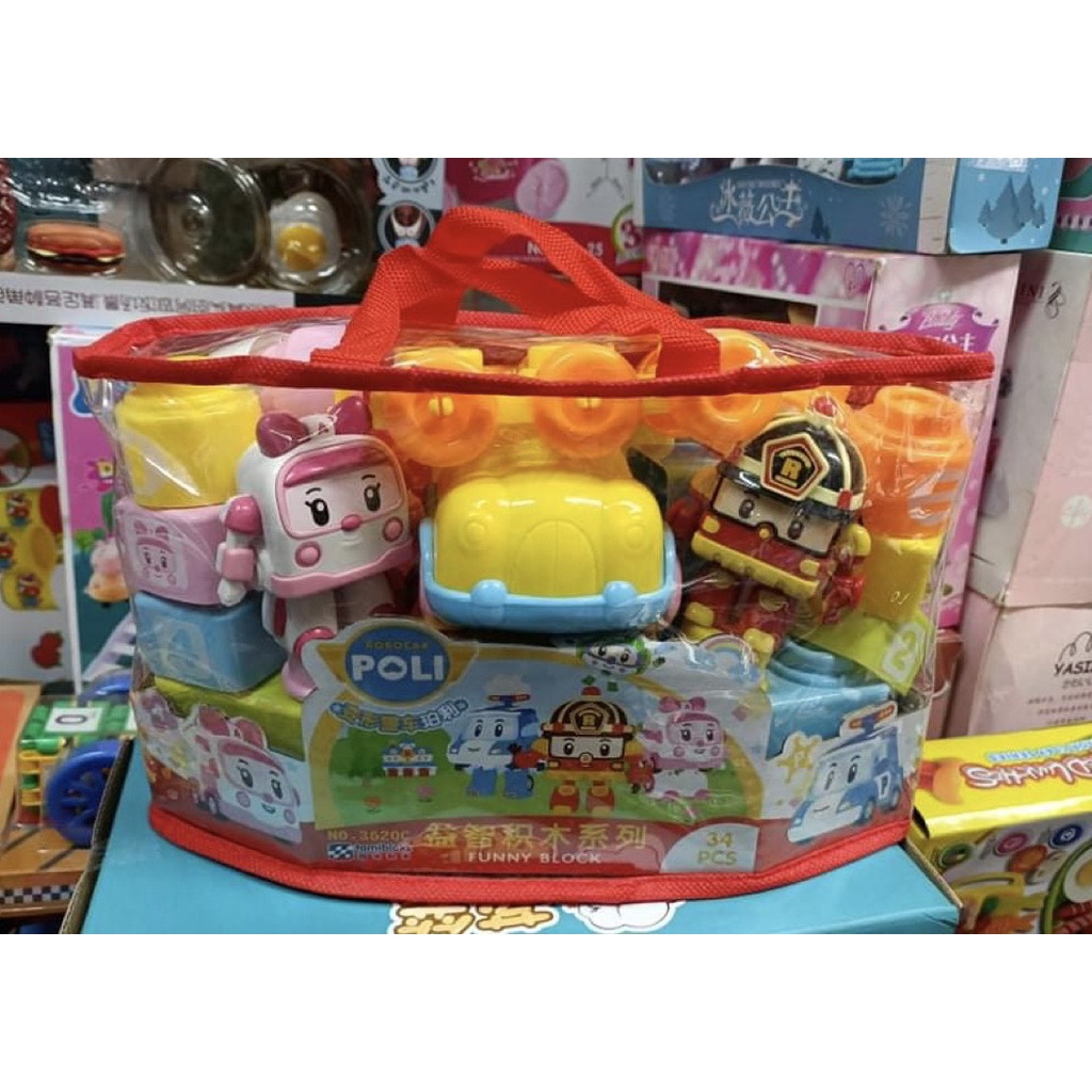 3620 - Bộ Đồ Chơi Xếp Hình 34 Chi Tiết Robocar Poli Chọn Màu Ngẫu Nhiên