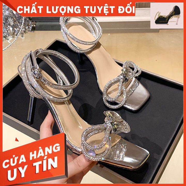 Sandal Nữ Amimuda Gót Nhọn Quai Trong Nơ Đá Cực Đẹp Hot 2021 I Kèm ảnh thật