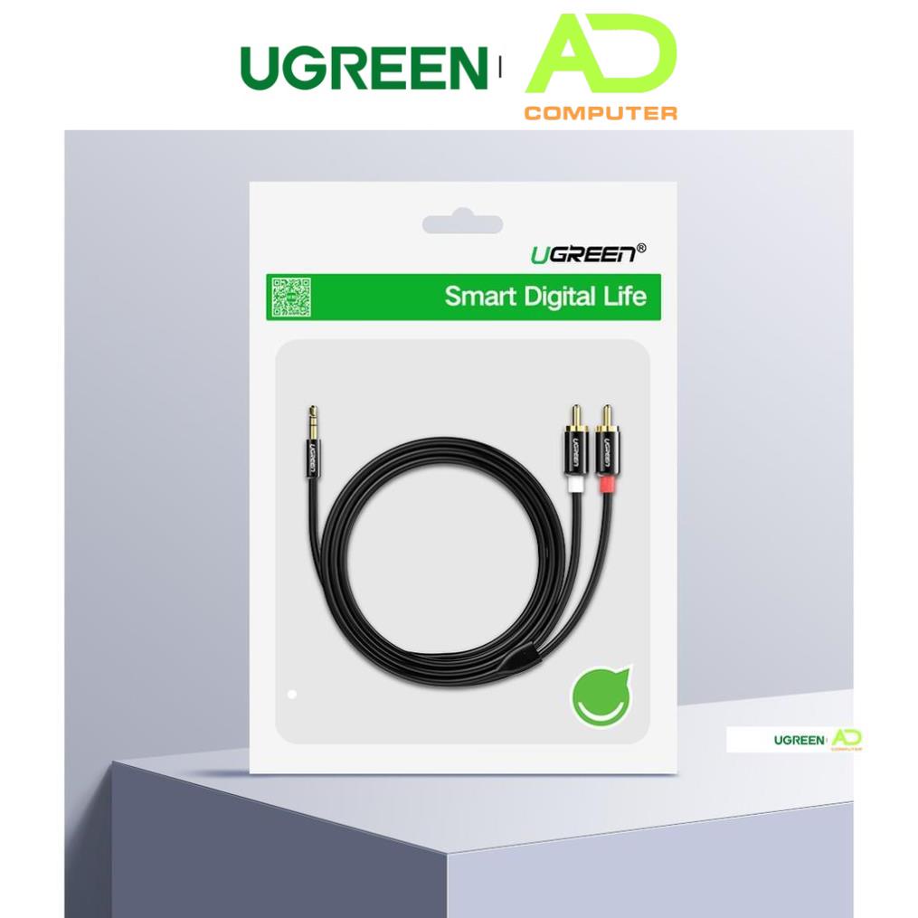 Dây Audio 3.5mm ra 2 đầu RCA Hoa sen UGREEN AV116 Hãng Phân Phối Chính Thức