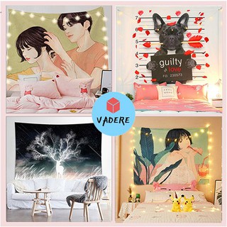 SẴN-Vải trang trí treo tường decor phòng size lớn + dây dèn led 8m ̣(TẶNG KÈM BỘ TREO VẢI)