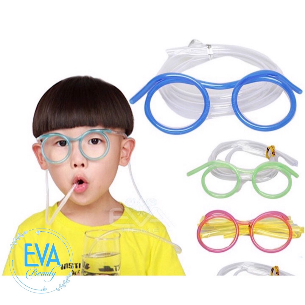 Combo 4 Ống Hút Mắt Kính Gọng Tròn - Sao - Tim - Vuông Cute Sáng Tạo M2394