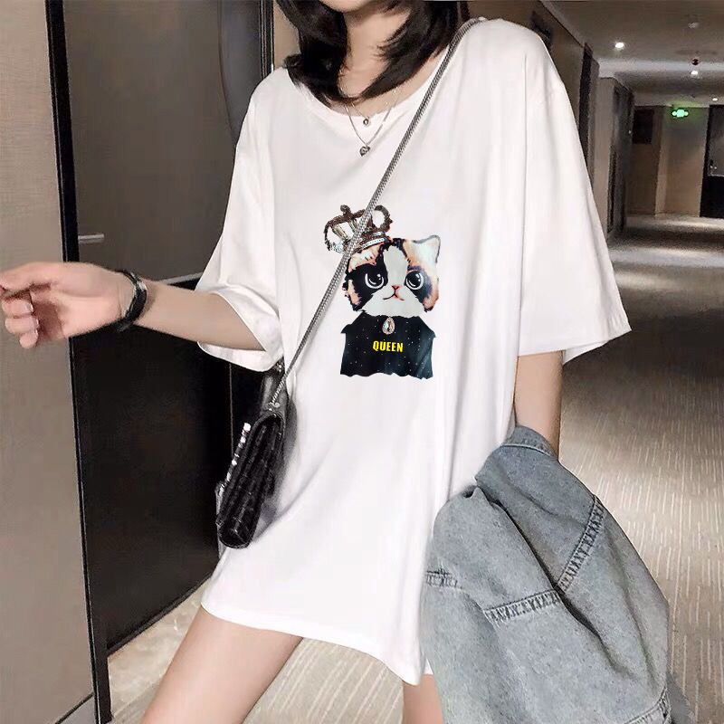 Áo Thun Tay Lỡ Unisex Mèo Kiu Phông Form Dáng Rộng Nam Nữ Phong Cách Hàn Quốc Oversize M109