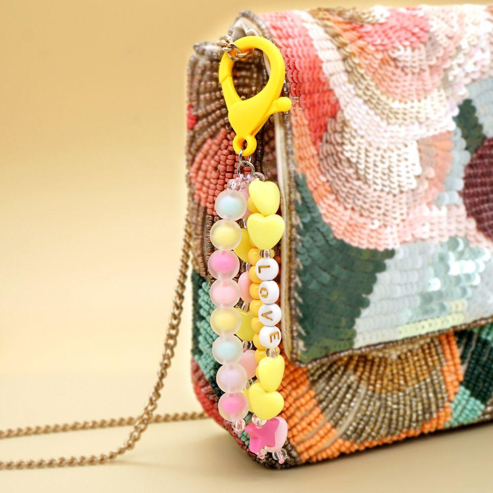 DARNELL Móc Khóa Xỏ Hạt Họa Tiết Hoạt Hình Phong Cách Bohemia