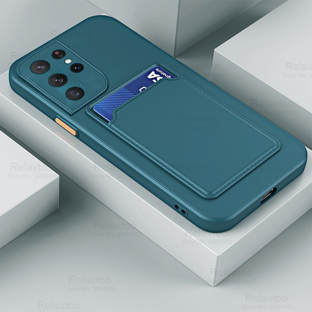 Ốp Điện Thoại Silicon Mềm Màu Kẹo Có Ngăn Đựng Thẻ Cho samsung s 21 plus s21plus s21ultra Chống Sốc