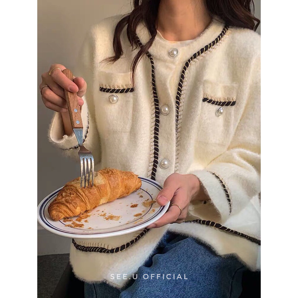 Áo Khoác Len Lông Dày Dặn Viền Thêu Mềm Mại Cá Tính - See.U Official