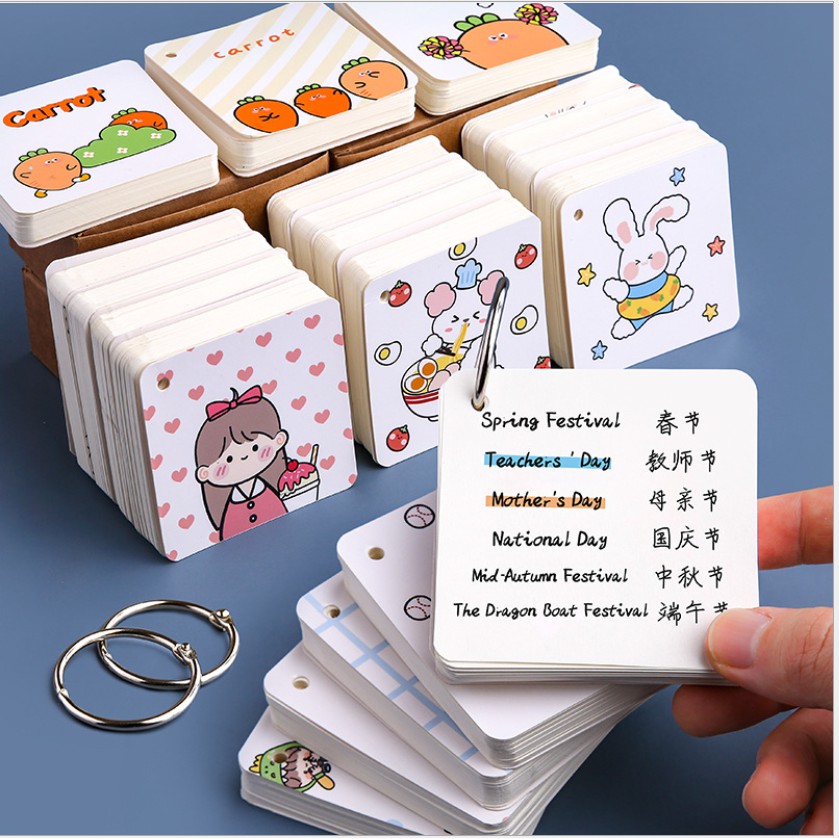 [ĐỘC QUYỀN] Bộ thẻ Flashcard học từ vựng tiện dụng (Hình vuông kiểu dáng độc lạ - Thẻ trắng)