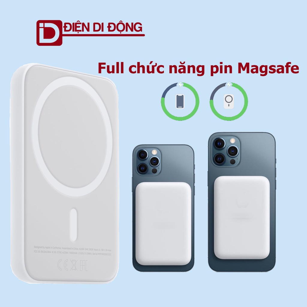 Sạc dự phòng magsafe từ tính cho iPhone Full chức năng hiển thị pin trên iPhone