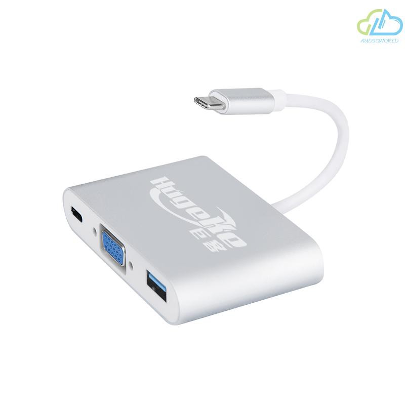 Bộ Chia Cổng Usb C Sang Usb3.0 / Vga / Type-C 1080p 3 Trong 1 Cho Mac / Huawei / Samsung