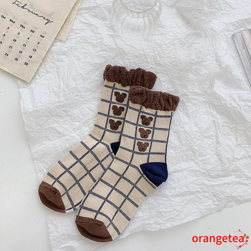 Vớ cổ thuyền họa tiết kẻ ô hình động vật xinh xắn phong cách Vintage xinh xắn cho phái nữ