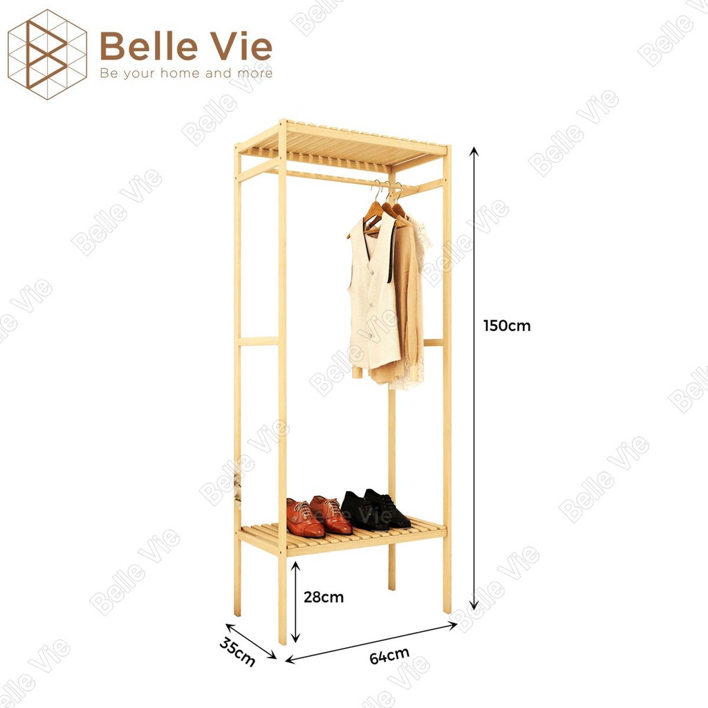 Tủ Quần Áo BELLEVIE Giá Treo Quần Áo Gỗ Thông Phong Cách Hàn Quốc Kệ Gỗ Thông Nhập Khẩu