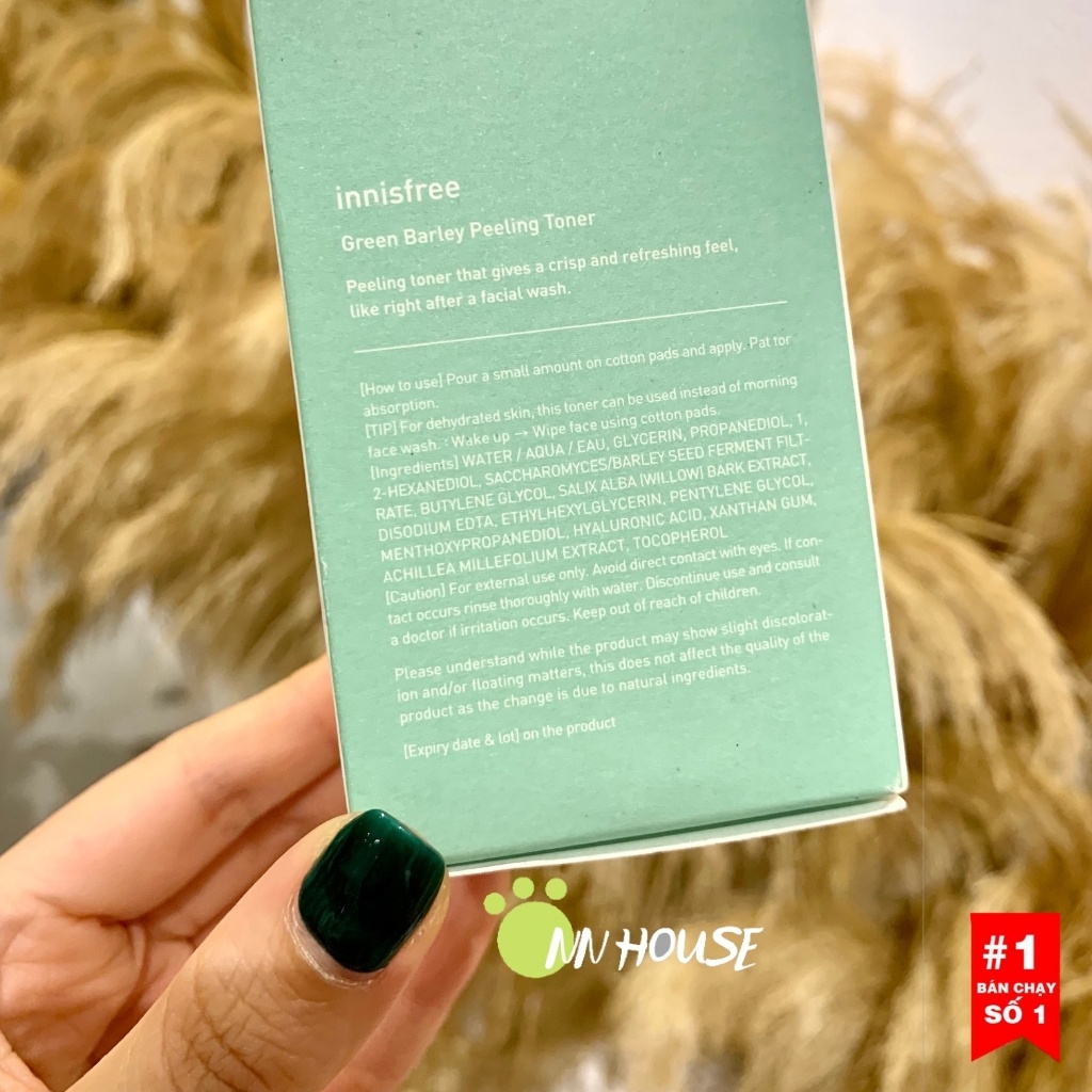 Toner nước hoa hồng Innisfree Green Barley Peeling Toner tẩy tế bào chết,làm sáng da - toners nước cân bằng dưỡng da dầu