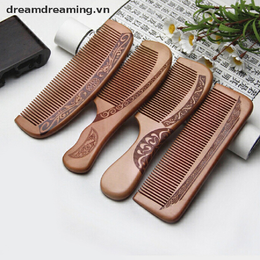 (Hàng Mới Về) Lược Gỗ Đào Hình Oval Chất Lượng Cao Mát Xa Da Đầu