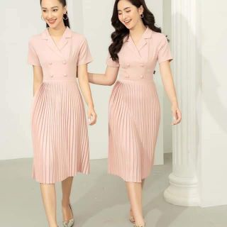 Váy cổ vest dập ly, hàng xưởng cao cấp