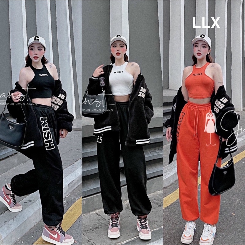 Set áo crotop + quần bo thể thao