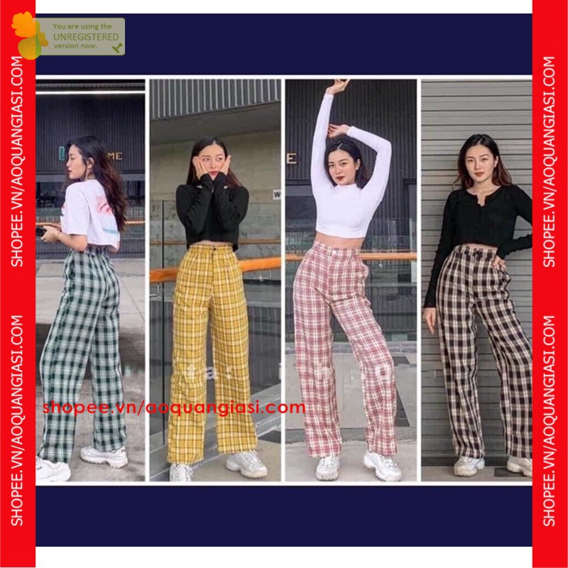 Quần ống suông caro mt1107 cá tính, hot trend aoquangiasi.com