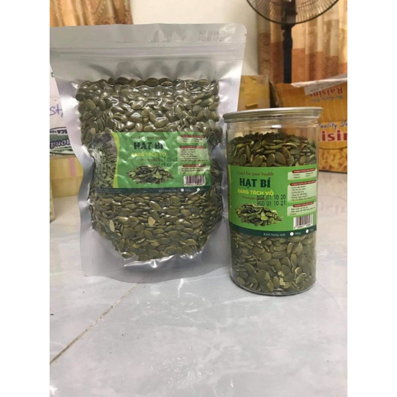 Hạt bí tách vỏ rang sẵn hộp 500g thơm ngon
