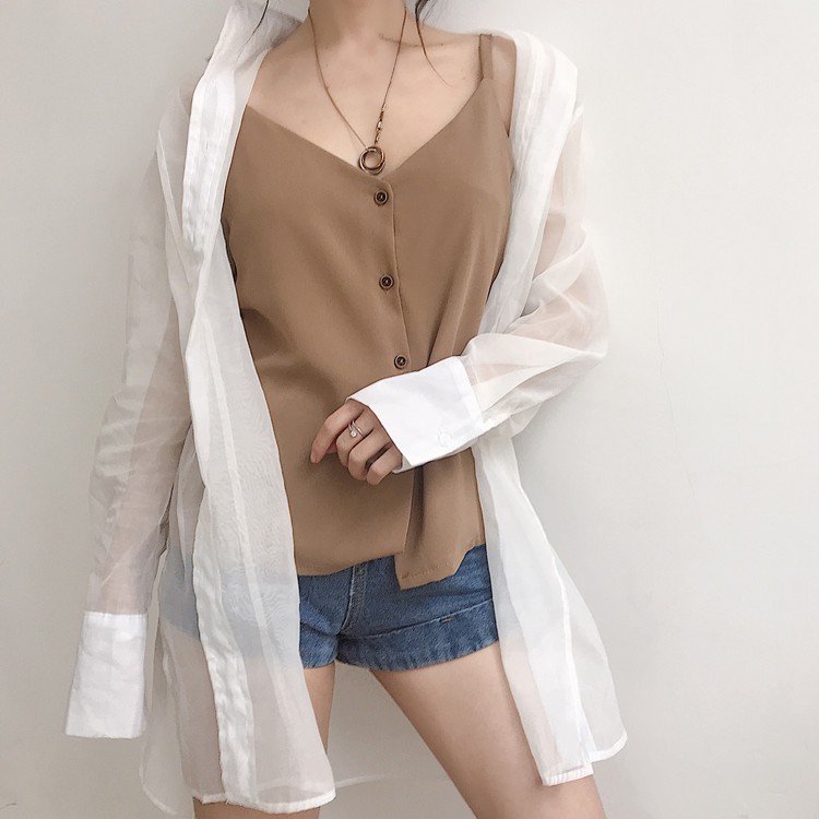 [Baywellfashion]Áo 2 dây nữ cổ chữ V màu trơn | BigBuy360 - bigbuy360.vn