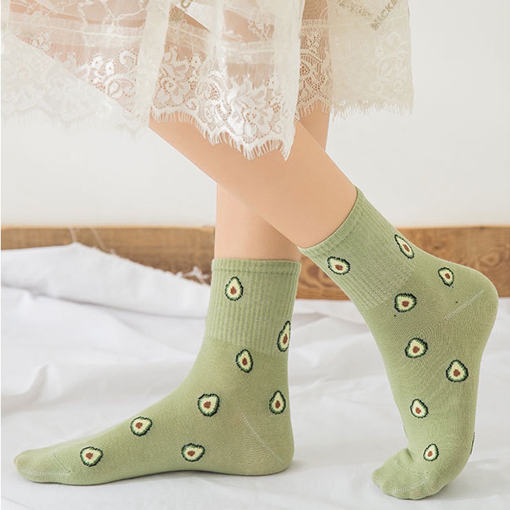Vớ cotton cổ cao phối ren họa tiết kẻ sọc dễ thương thời trang cho nữ