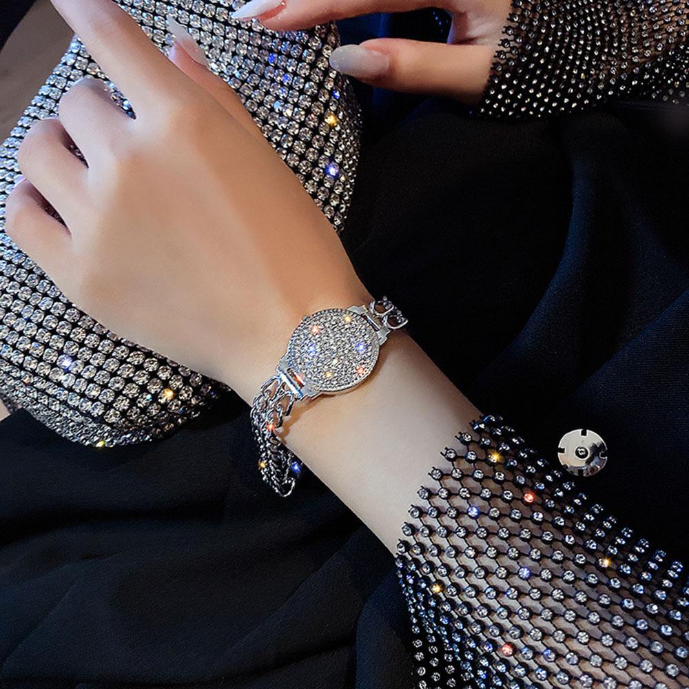 Vòng Tay Hợp Kim Hình Đồng Hồ Đính Đá Sang Trọng Phong Cách Hip Hop