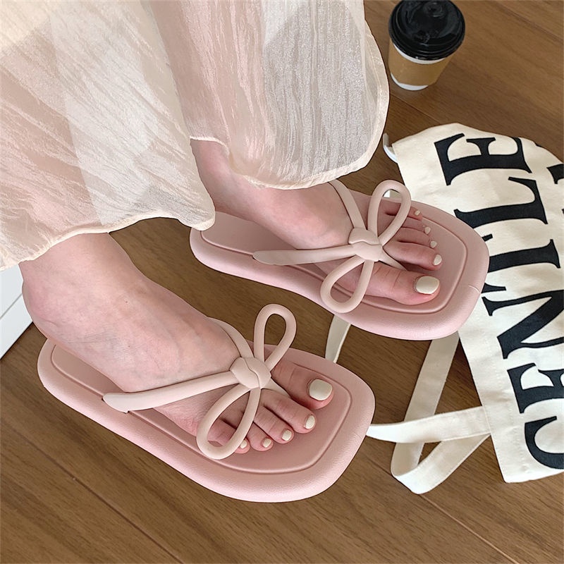 Phụ nữ dép xỏ ngón mùa hè mặc thời trang clip đi trong dép bãi biển, chống trượt nẹp Bow Sandals