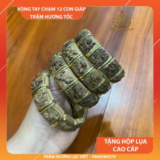 Vòng Tay Trầm Hương Tốc 12 Con Giáp Cao Cấp Bọc Vàng mạ 24K